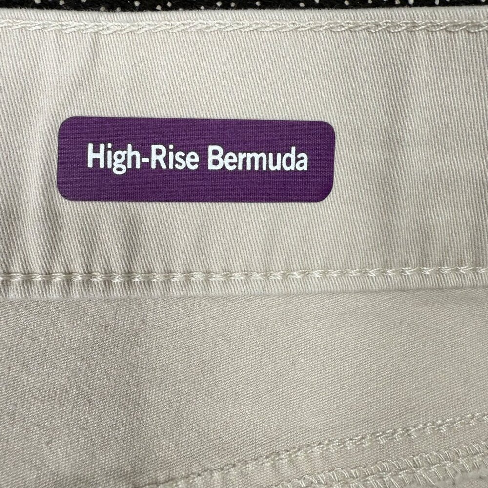 Gloria Vanderbilt Shape Effect High-Rise Bermuda Shorts 24W Beige Cotton Blend W - Picture 4 of 12